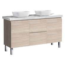 Vitrus 1500mm Oak Freestanding Double Vanity with 50mm Stone Countertop & Basin